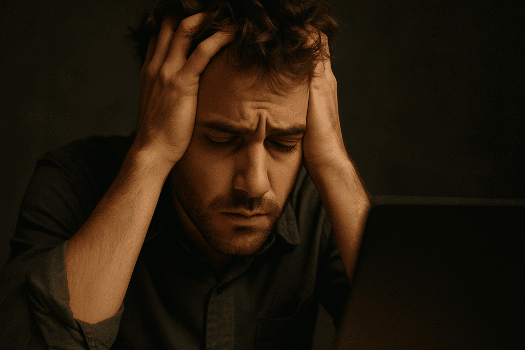 "Signs of burnout: Mental exhaustion and frustration at work