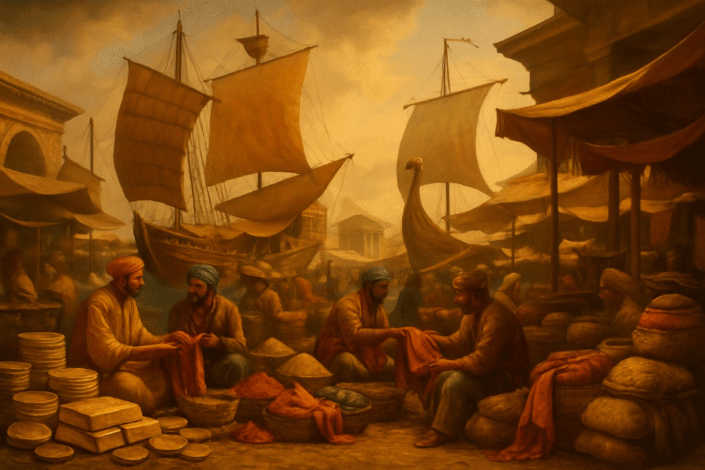 visual depiction of ancient trade, showing ships, markets, and gold transactions between different empires, highlighting how kings accumulated wealth.
The Decline of Royal Wealth
Alt Text: A symbolic image showing an old royal crown placed beside modern skyscrapers, representing the shift from monarchic wealth to corporate power.
These alt texts will enhance accessibility and provide meaningful descriptions for your blog’s images. Let me know if you’d like any refinements!